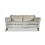A 'DURESTA' TRAFALGAR PATTERN COUCH with dropsides covered in pale gold velvet material,
