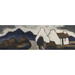 Markey Robinson (1918-1999) Mountain Road Oil on board, 22 x 65cm (8¾ x 25½") Signed; signed and