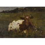 Nathaniel Hone R.H.A. (1831-1917) A Contented Cow Oil on canvas on board, 31 x 44.5cm (12¼ x 17.