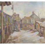 Paul Nietsche RUA (1855-1950) Farmyard in Snow Gouache on card, 54 x 58cm (21¼ x 22¾") Signed