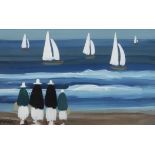 Markey Robinson (1918-1999) Four Figures on the Shore Oil on board, 31 x 50cm (12¼ x 19¾") Signed