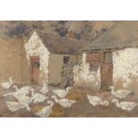 Lilian Lucy Davidson ARHA (1879 - 1954) Geese in a Courtyard Watercolour and gouache on paper,