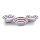 A COLLECTION OF SPONGEWARE POTATOE BOWLS, decorated in brown, flowers and leaves. Largest 37(d),