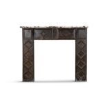 A 19TH CENTURY PAINTED PINE FIRE PLACE SURROUND, carved with diamond lozenge decoration.