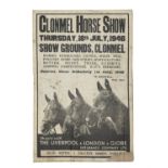 CLONMEL HORSE SHOW - 18th July 1946 A printed advertising poster, 88 x 56cm