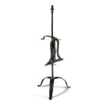 A 19TH CENTURY FORGED IRON HEARTH FREE STANDING LARK SPIT. 71cm high