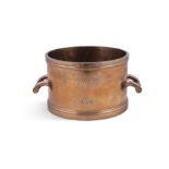 AN IMPERIAL PECK BRONZE WEIGHT, of cylindrical form with attached downturned handles,