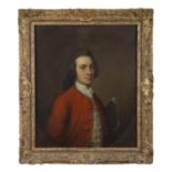 ATTRIBUTED TO THOMAS BEACH (1738-1806) Portrait of a Gentleman in a red coat, with tricorn hat