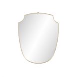 MIRROR A brass framed shield mirror. Italy, c.1970. 60 x 74cm