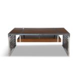 COFFEE TABLE A teak and chrome coffee table with a single drawer. France. 120 x 60 x 47cm(h)