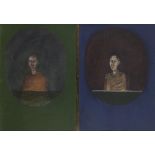 Brian Bourke HRHA (B.1936) Two Figures (Diptych) Mixed Media, 76 x 55cm (each panel) (30 x