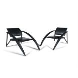 JEAN-LOUIS GODIVIER (B.1953) A pair of D-tec armchairs by Jean-Louis Godivier, leather and steel.