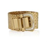A RETRO GOLD AND DIAMOND BRACELET, FRENCH, CIRCA 1945 Designed as a stylised belt of brick
