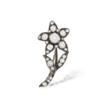 A LATE 19TH CENTURY DIAMOND BROOCH, CIRCA 1880 Of flower design, set with old brilliant and