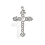 A DIAMOND CRUCIFORM PENDANT Of openwork cross design, centring an old brilliant-cut diamond and