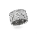 A DIAMOND 'PERLÉE TRÈFLES' DRESS RING, BY VAN CLEEF & ARPELS The wide polished band composed of