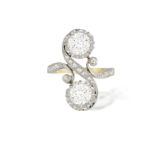 A DIAMOND 'TOI ET MOI' DRESS RING Each old brilliant-cut diamond with rose-cut diamond crossover