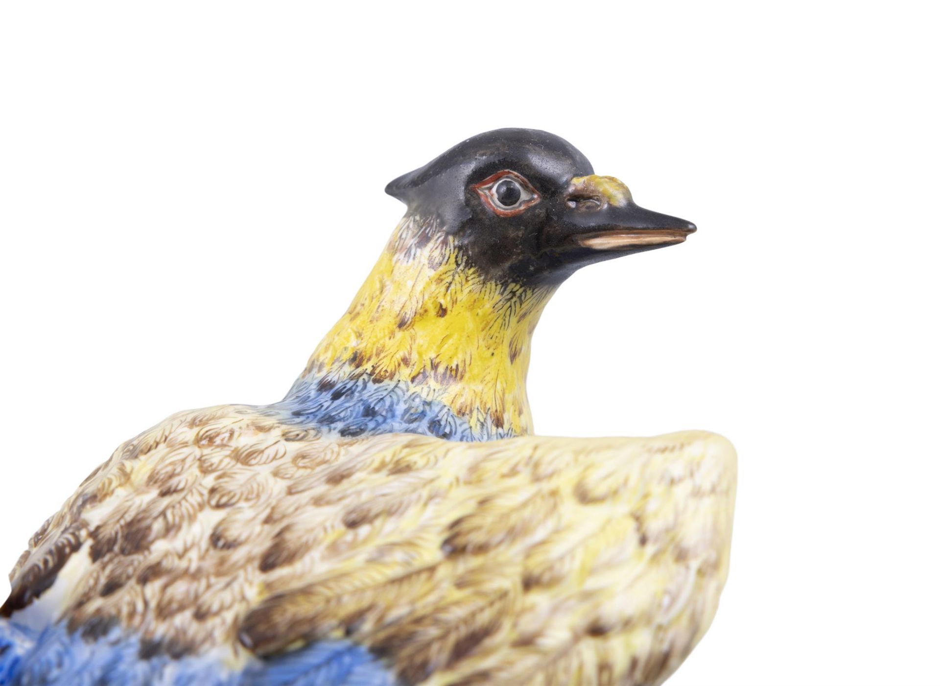 A 18TH CENTURY MEISSEN PAINTED PORCELAIN MODEL OF SAND PLOVER one wing raised, - Image 3 of 4