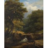 James Arthur O'Connor (1792-1841) Figure in Landscape with trees and Rocky Outcrops in the