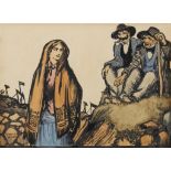 Jack Butler Yeats RHA (1871-1957) I Will Not Sit on the Grass, She Said Indian ink and