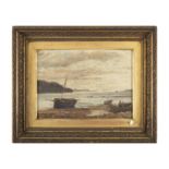 IRISH SCHOOL 19TH CENTURY Boats by Shore Line Oil on canvas, 23 x 33cm Indistinctly signed 'C...