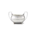 AN IRISH GEORGE III SILVER SUGAR BOWL Dublin c.1810, marker's mark rubbed, of oblong form,