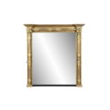 A WILLIAM IV GILTWOOD OVERMANTLE MIRROR, C.1830 of upright rectangular form,