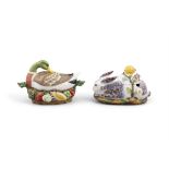 A COLLECTION comprising a polychrome China tureen in the form of a duck 35cm long; a pottery