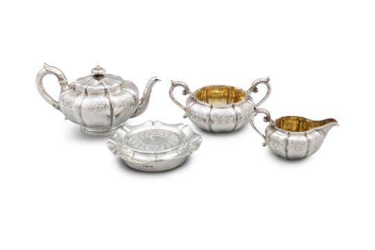 A WILLIAM IV SILVER THREE-PIECE TEA SERVICE London c.1834, mark of Paul Storr, - Image 1 of 5