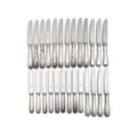 A SET OF TEN SILVER HANDLED TABLE KNIVES WITH SHELL AND THREAD PATTERN London modern; together