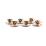 A ROYAL WORCESTER CASED PORCELAIN COFFEE SERVICE hand painted with winter berries,