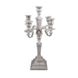 AN AMERICAN 'STERLING' FIVE LIGHT SILVER CANDELABRUM stamped 'Sterling' .925, of neo-classical