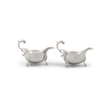 A PAIR OF LARGE SILVER SAUCE BOATS London c. 1905, maker's mark of Carrington & Co.