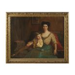 MAUD HALL NEALE (1869 - 1960) A Portrait of Mrs Charles Claude and Her Son Seated Oil on canvas,