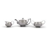 AN IRISH GEORGE III SILVER THREE-PIECE TEA SERVICE Dublin c.1817, maker's mark of James Scott,