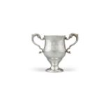 AN IRISH SILVER TWIN HANDLED CUP Dublin c.1773, mark of Matthew West, the plain ovoid body with