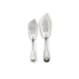 TWO VICTORIAN SILVER FISH SERVERS one with king’s pattern handle, London 1843,