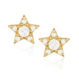 A PAIR OF DIAMOND EARSTUDS, each star motif pavé-set with brilliant-cut diamonds,