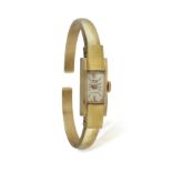 AN 18K GOLD MANUAL WIND WATCH, BY FRANZ GENEVE, the rectangular dial with gilt baton for numerals,