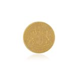 A GOLD 'ENGLISH EAST INDIA COMPANY' 1 MOHUR COIN, 1819, struck with the Company arms to one side