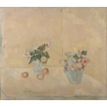 Stella Steyn (1907-1987) Summer Roses with Apples Oil on canvas, 70 x 80cm Atelier stamp verso