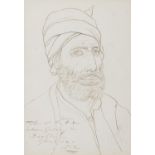 Attributed to ELIJAH WALTON (British, 1832-1880) Portrait of a Arab Man Pen and ink, 23.