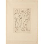 AFTER PABLO PICASSO Three dancers Etching, 27.5 x 19cm (image size); 47.5 approx (partially