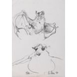 CHARLIE CULLEN (B.1939) Bats Pencil, 29.5x 21cm Signed, inscribed and dated '74 unframed