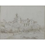 ENGLISH SCHOOL (19th CENTURY) Study of an Italian Town Sepia drawing, 17.5 x 23.5