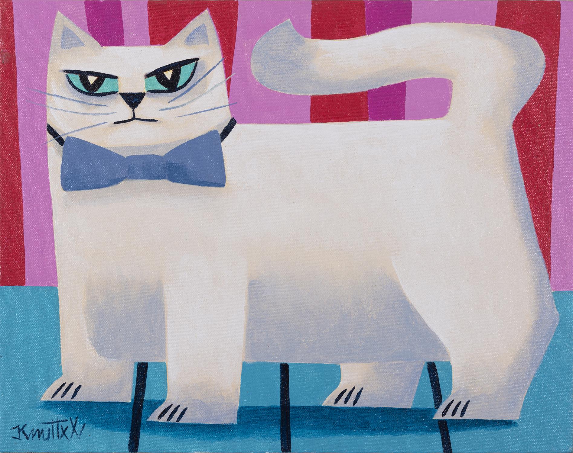 GRAHAM KNUTTEL (B.1954) Cat Oil on canvas, 28 x 35cm Signed
