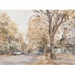 TOM NISBET Dublin Street Scape Watercolour, 27 x 36cm Signed