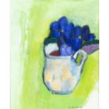 ALEXEY KRASNOVSKY (1945-2016) African Violets in Mexican Jar Oil on canvas, 30 x 26cm Signed and