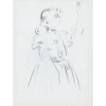 SIR WILLIAM ORPEN (1878-1931) Singer c.1899 Crayon on paper, 19 x 14.5cm with inkwork verso of