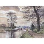 TOM NISBET Winter, Grand Canal, Sherlockstown Watercolour, 29 x 39cm Signed; inscribed with